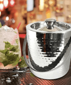 Shri & Sam Stainless Steel Stainless Steel Ice Bucket, Hammered